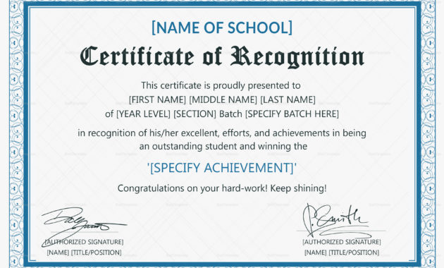 Outstanding Student Recognition Certificate Design Regarding In Appreciation Certificate Templates