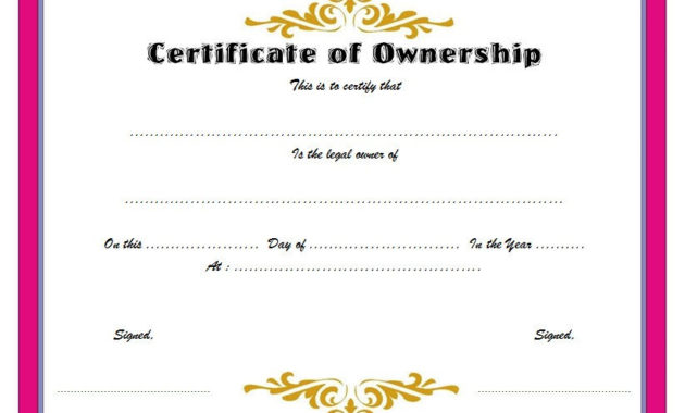 Ownership Certificate Templates Editable 10 Official Throughout Free 10 Certificate Of Stock Template Ideas