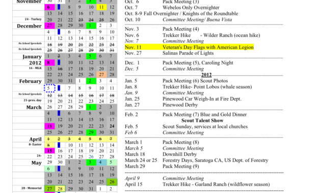 Pack 60 Cub Scouts Pack Calendar 20142015 Intended For Cub Scout Pack Meeting Agenda Template