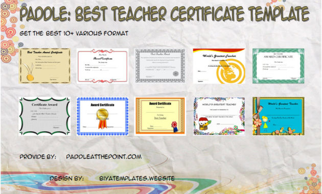 Paddle Certificate Throughout Best Teacher Certificate Templates Free