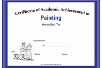 Painting Academic Achievement Certificate Template Intended For Printable Academic Achievement Certificate Template