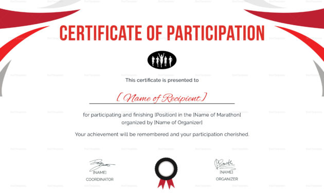 Participation Certificate For Running Template Intended Inside Free Free Templates For Certificates Of Participation