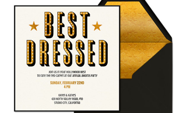Party Like An Alister At This Glam Award Show Party Evite Throughout Amazing Best Dressed Certificate