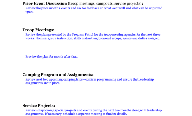 Patrol Leaders Council Plc Agenda Boy Scout Troop 283 Inside Cub Scout Pack Meeting Agenda Template