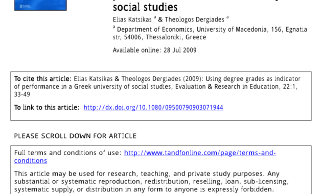Pdf Using Degree Grades As Indicator Of Performance In A Regarding Social Studies Certificate