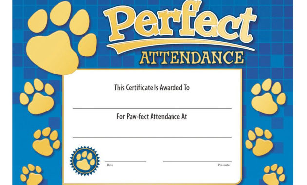 Perfect Attendance Award Calepmidnightpigco For For Amazing Perfect Attendance Certificate Template Editable