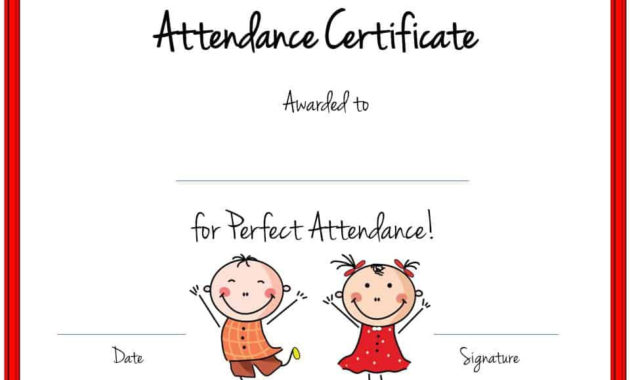 Perfect Attendance Award Certificates Free Instant Download Regarding Perfect Attendance Certificate Free Template