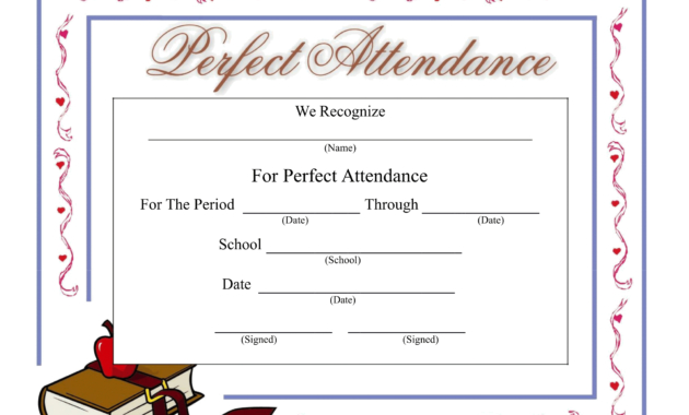 Perfect Attendance Certificate Free Template Business Pertaining To Printable Perfect Attendance Certificate Template