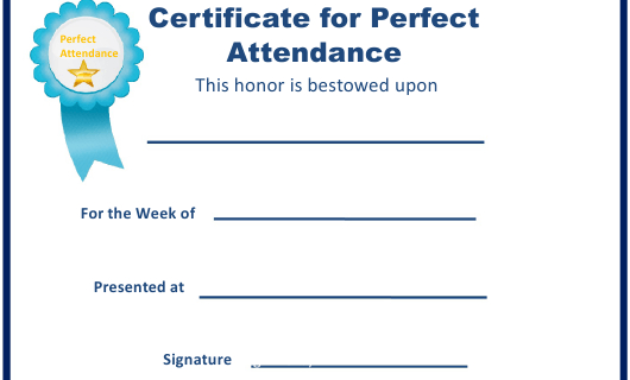 Perfect Attendance Certificate Template Lined Download For Printable Perfect Attendance Certificate Template