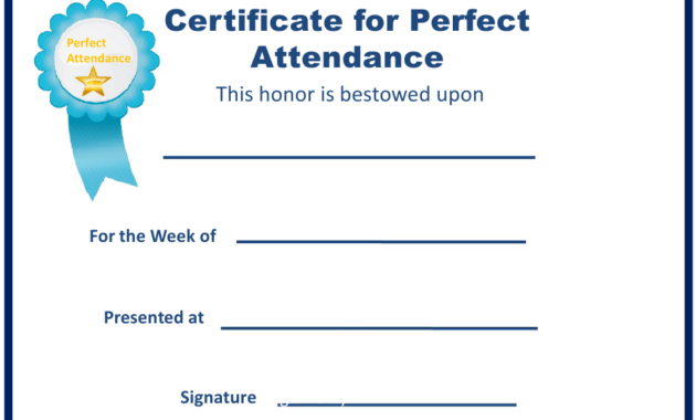 Perfect Attendance Certificate Template Lined Download Regarding Awesome Perfect Attendance Certificate Free Template