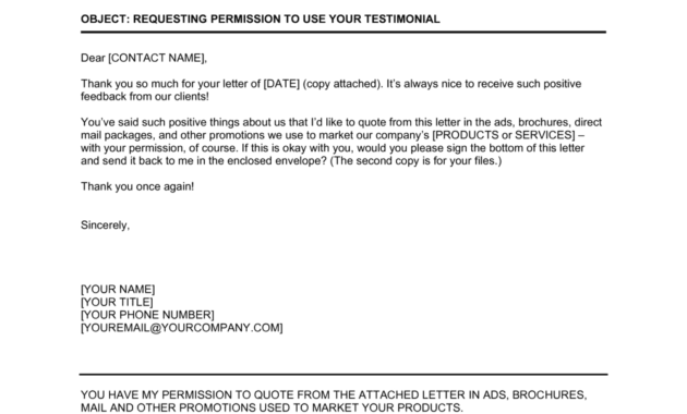 Permission To Use Unsolicited Testimonial Template Intended For Printable Unsolicited Proposal Template