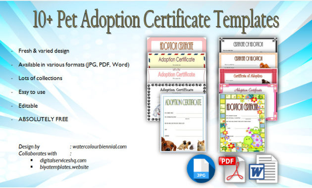 Pet Adoption Certificate Editable Templates Intended For Amazing Cat Adoption Certificate Template