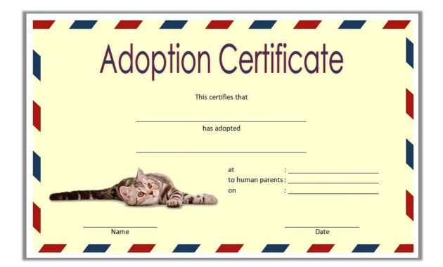 Pet Adoption Certificate Editable Templates Intended For Dog Adoption Certificate Free Printable 7 Ideas