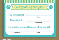 Pet Adoption Certificate / Instant Download Printable Pet Intended For Pet Adoption Certificate Editable Templates