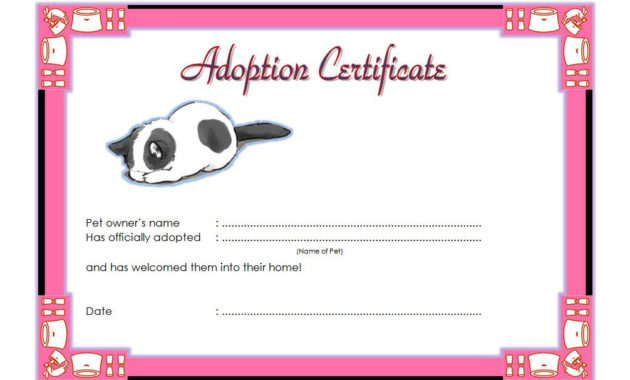 Pet Adoption Certificate Template 10 Best Ideas Pertaining To Pet Birth Certificate Template