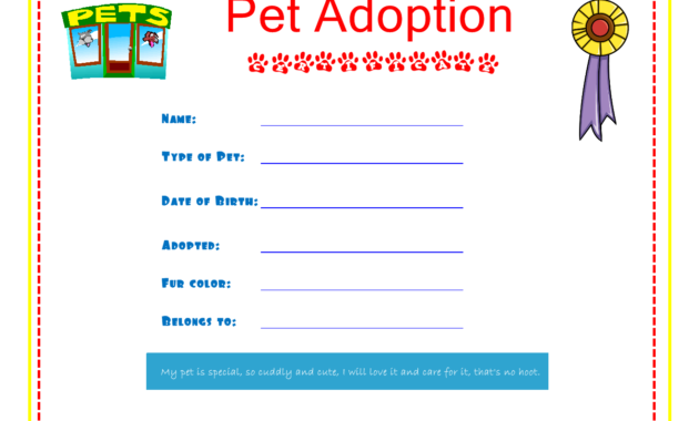 Pet Adoption Certificate Template Douglasbaseball Regarding Child Adoption Certificate Template
