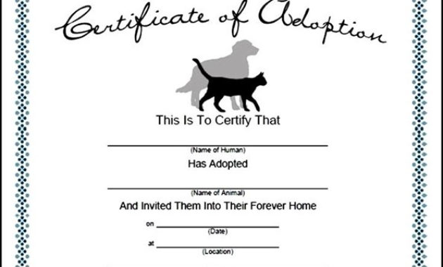 Pet Adoption Certificate Template Sample Templates With Awesome Pet Adoption Certificate Template