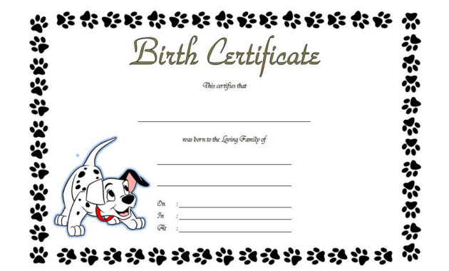 Pet Birth Certificate Templates Fillable 7 Best Designs In Best Kitten Birth Certificate Template