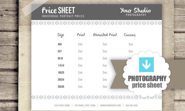 Photography Business Forms Prints Price Sheet For With Regard To Photography Business Forms Templates