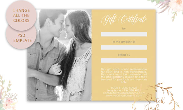Photography Gift Certificate Card Adobe Photoshop Psd Intended For Gift Certificate Template Photoshop