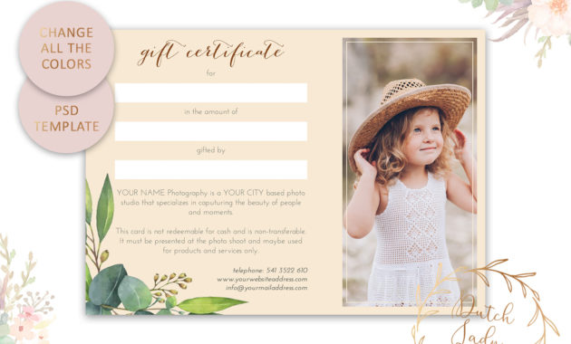 Photography Gift Certificate Card Adobe Photoshop Psd Pertaining To Gift Certificate Template Photoshop