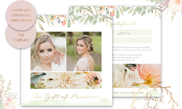 Photography Gift Certificate Card Adobe Photoshop Psd With Regard To Amazing Gift Certificate Template Photoshop