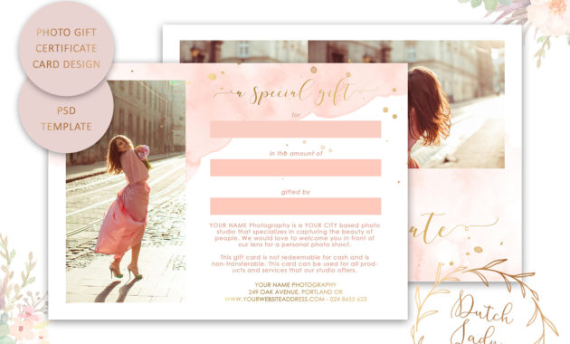 Photography Gift Certificate Card Adobe Photoshop Psd With Regard To Gift Certificate Template Photoshop