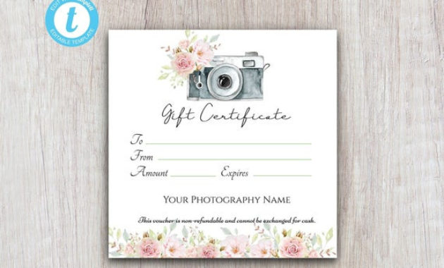 Photography Gift Certificate Template Gift Voucher Intended For Printable Printable Photography Gift Certificate Template