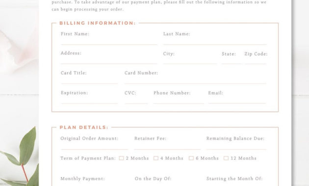 Photography Payment Plan Form Template Business Forms For Inside Photography Business Forms Templates