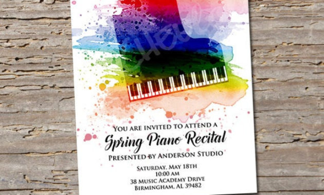 Piano Recital Invitation Colorful College Senior Concert In Best Piano Certificate Template Free Printable