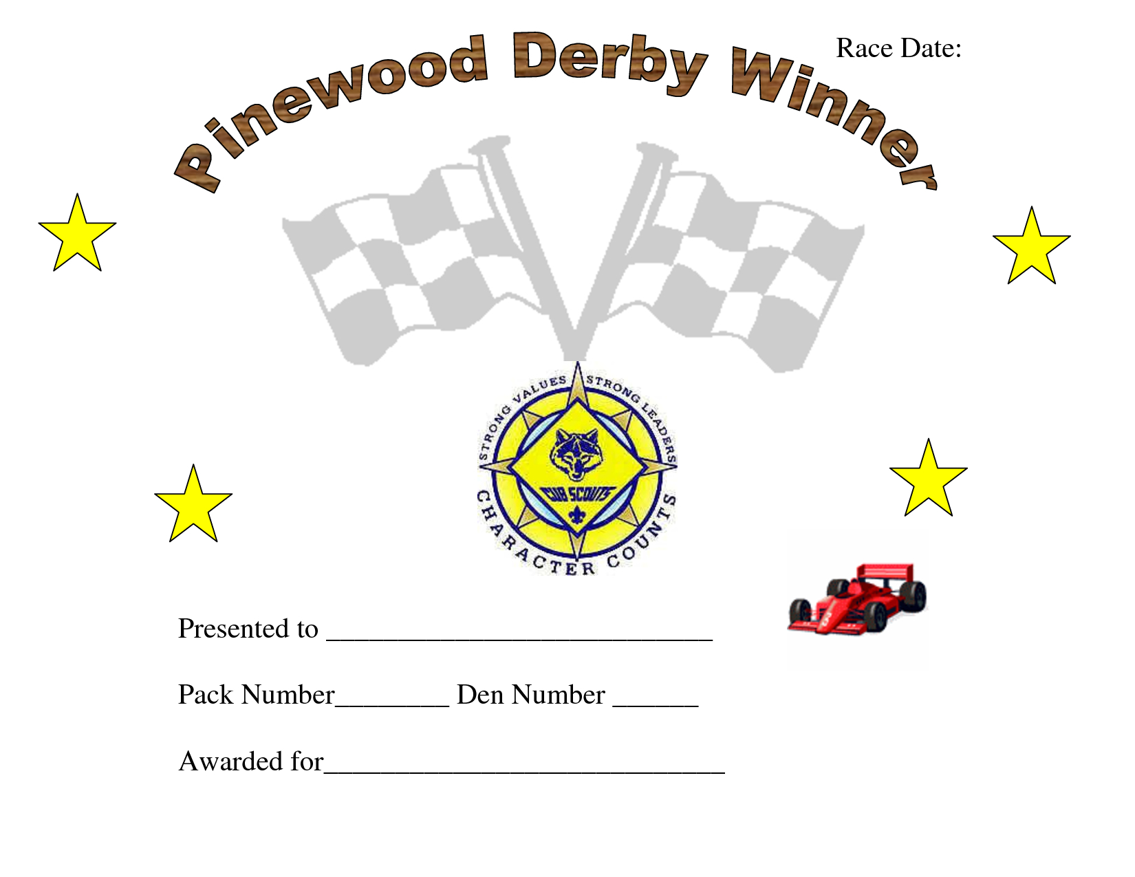Pin On Cub Scouts Intended For Pinewood Derby Certificate In Best Pinewood Derby Certificate Template