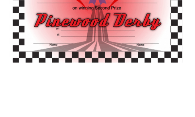 Pinewood Derby 2Nd Place Certificate Printable Pdf Download In Pinewood Derby Certificate Template