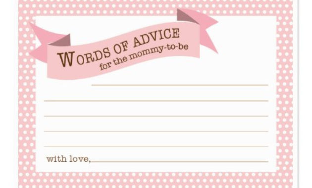 Pink Baby Shower Mommy Advice Card Large Business Cards Regarding Baby Shower Gift Certificate Template Free 7 Ideas