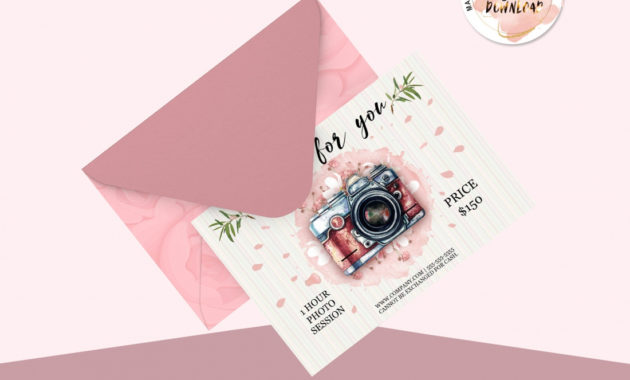Pink Flowers Gift Certificate Instant Download Inside Printable Photography Gift Certificate Template