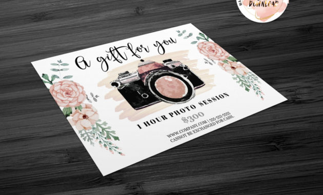 Pink Flowers Gift Certificate Instant Download Inside Printable Photography Gift Certificate Template