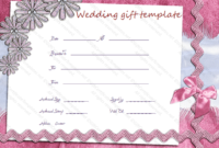 Pink Lace Wedding Gift Certificate Template In Best Free Editable Wedding Gift Certificate Template