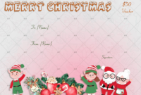 Pink Themed Christmas Gift Certificate Gct Regarding Holiday Gift Certificate Template Free 10 Designs
