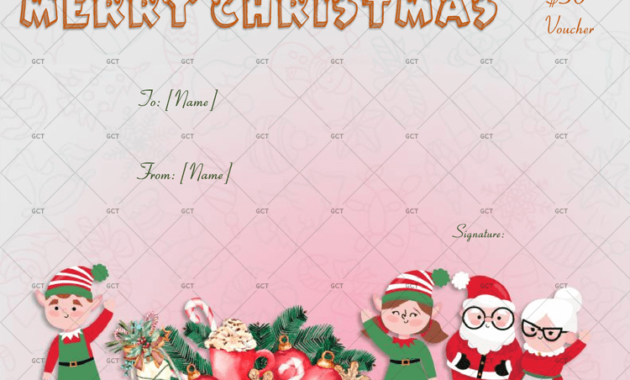 Pink Themed Christmas Gift Certificate Gct Regarding Holiday Gift Certificate Template Free 10 Designs