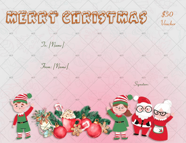 Pink Themed Christmas Gift Certificate Gct Regarding Holiday Gift Certificate Template Free 10 Designs
