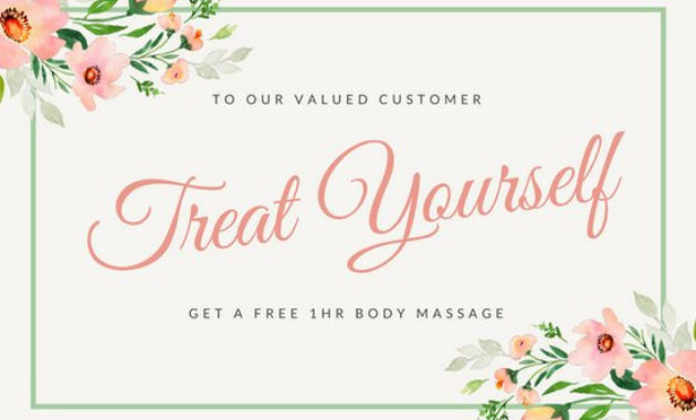 Pink Watercolor Floral Massage Gift Certificate For Pink Gift Certificate Template