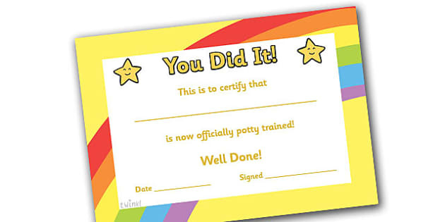 Potty Training Certificate Teacher Made Pertaining To Best Baby Shower Winner Certificate Template 7 Ideas