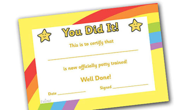 Potty Training Certificate Teacher Made Within Printable Merit Certificate Templates Free 10 Award Ideas
