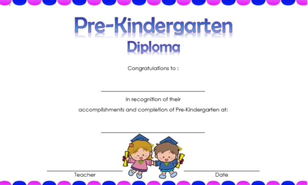 Pre K Diploma Certificate Editable 10 Great Templates With Certificate For Pre K Graduation Template