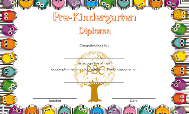 Pre K Diploma Certificate Editable 10 Great Templates With Regard To Certificate For Pre K Graduation Template