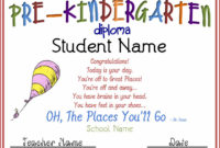 Pre K Graduation Poems Pertaining To Pre K Diploma Certificate Editable Templates
