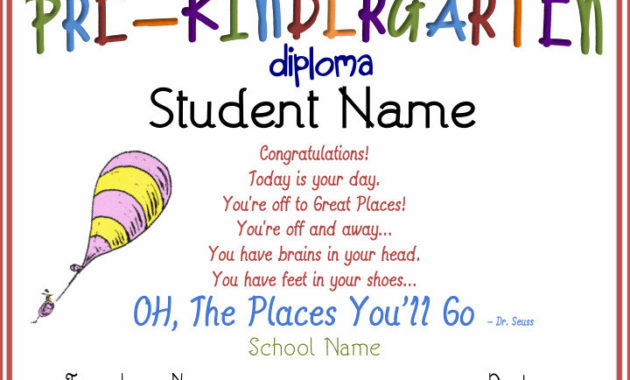 Pre K Graduation Poems Pertaining To Pre K Diploma Certificate Editable Templates