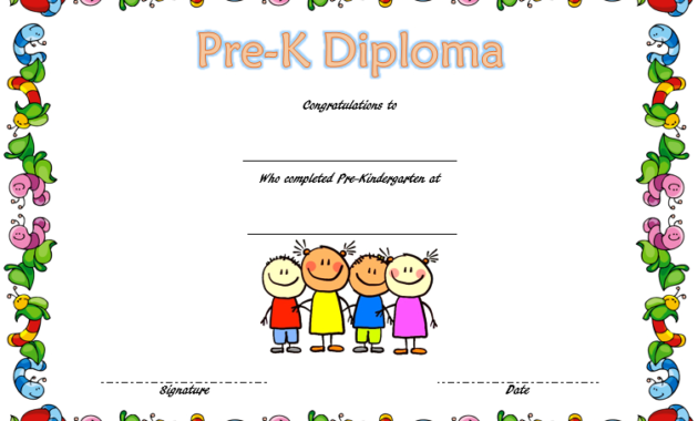 Pre Kindergarten Diplomas Templates Printable Free 2020 Within Kindergarten Certificate Of Completion Free
