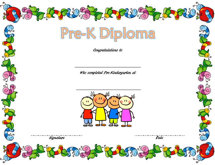 Pre Kindergarten Diplomas Templates Printable Free 2020 Within Kindergarten Certificate Of Completion Free