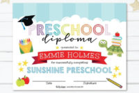 Prek Graduation Certificate Editable Preschool Diploma Etsy Regarding Printable Editable Pre K Graduation Certificates