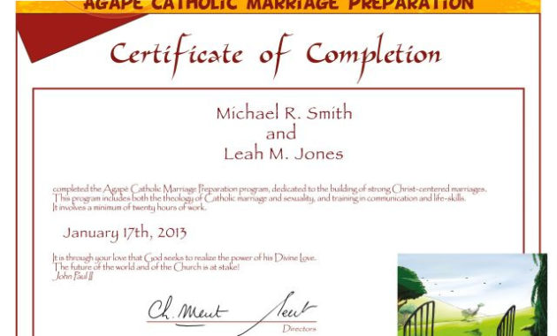 Premarital Counseling Certificate Of Completion Template Regarding Premarital Counseling Certificate Of Completion Template